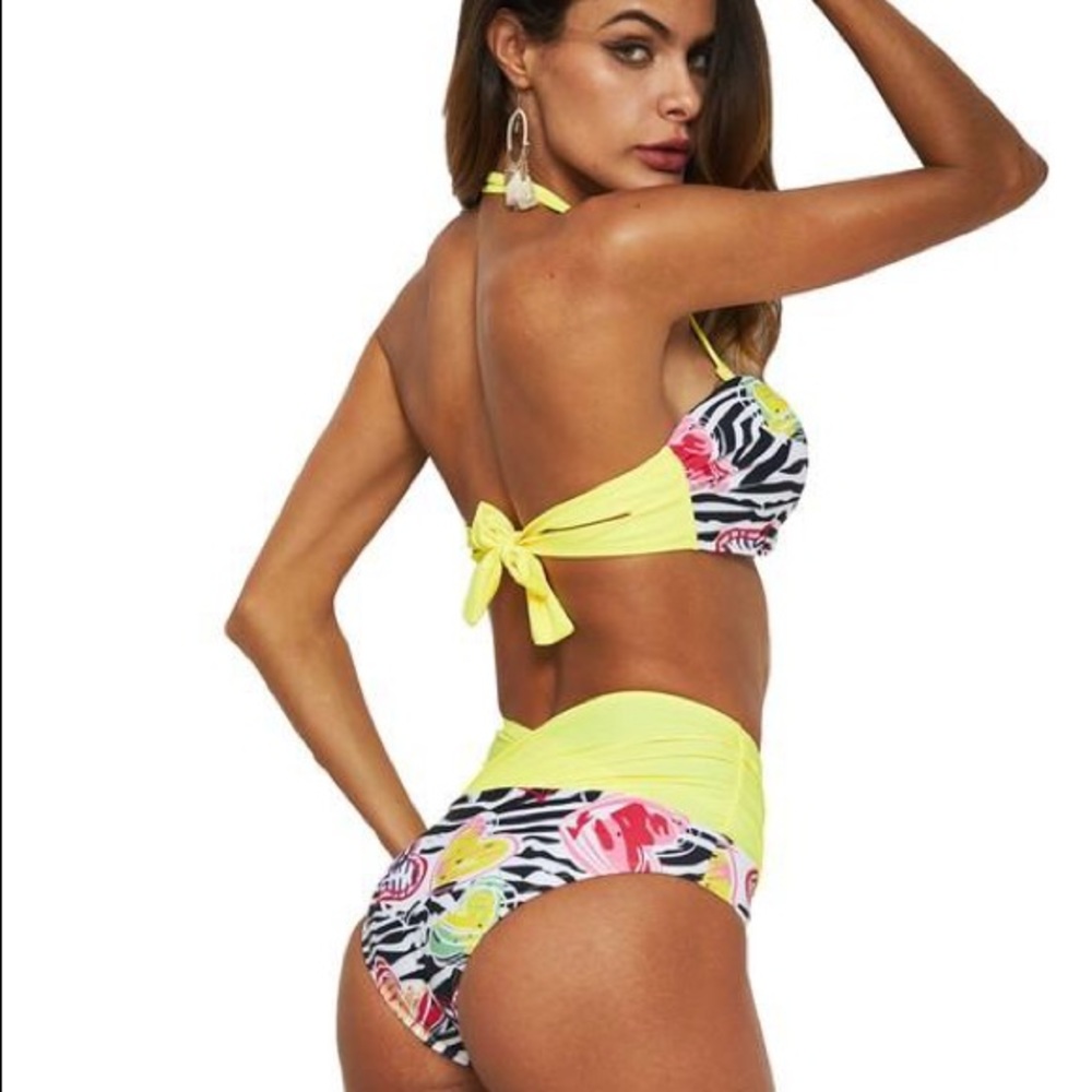 Mixed Print Triangle Bikini Set - Picture 2 of 3